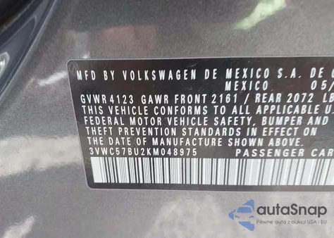 2019 Volkswagen Jetta 1.4T R-Line/1.4T S/1.4T Se из США, поврежденный, VIN 3VWC57BU2KM048975